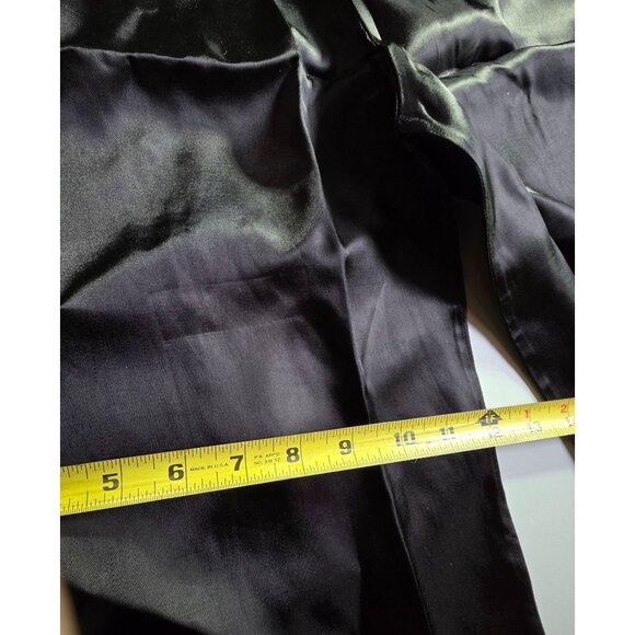 Womens Black Satin Wide-Leg Pajama Pants With Elastic Waistband - Picture 10 of 10